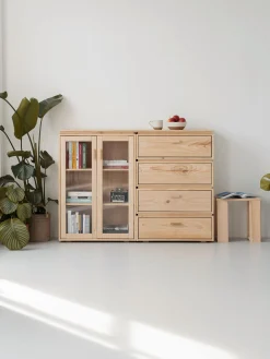 LIBE vitrina doble con cajonera 157x115